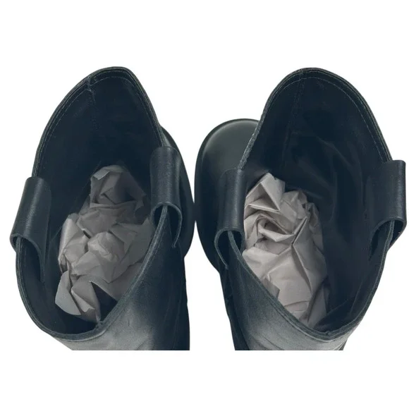 Schutz Wyatt Womens Black Leather Western Mid Calf Boots Size 7.5B New $238 - Picture 8 of 10